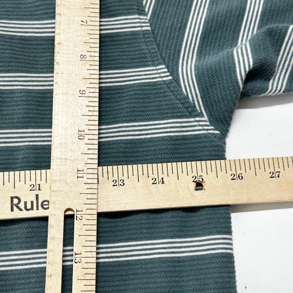 VTG St Johns Bay Polo Shirt Men XXL Green White Striped Short Sleeve 100% Cotton - Picture 6 of 8